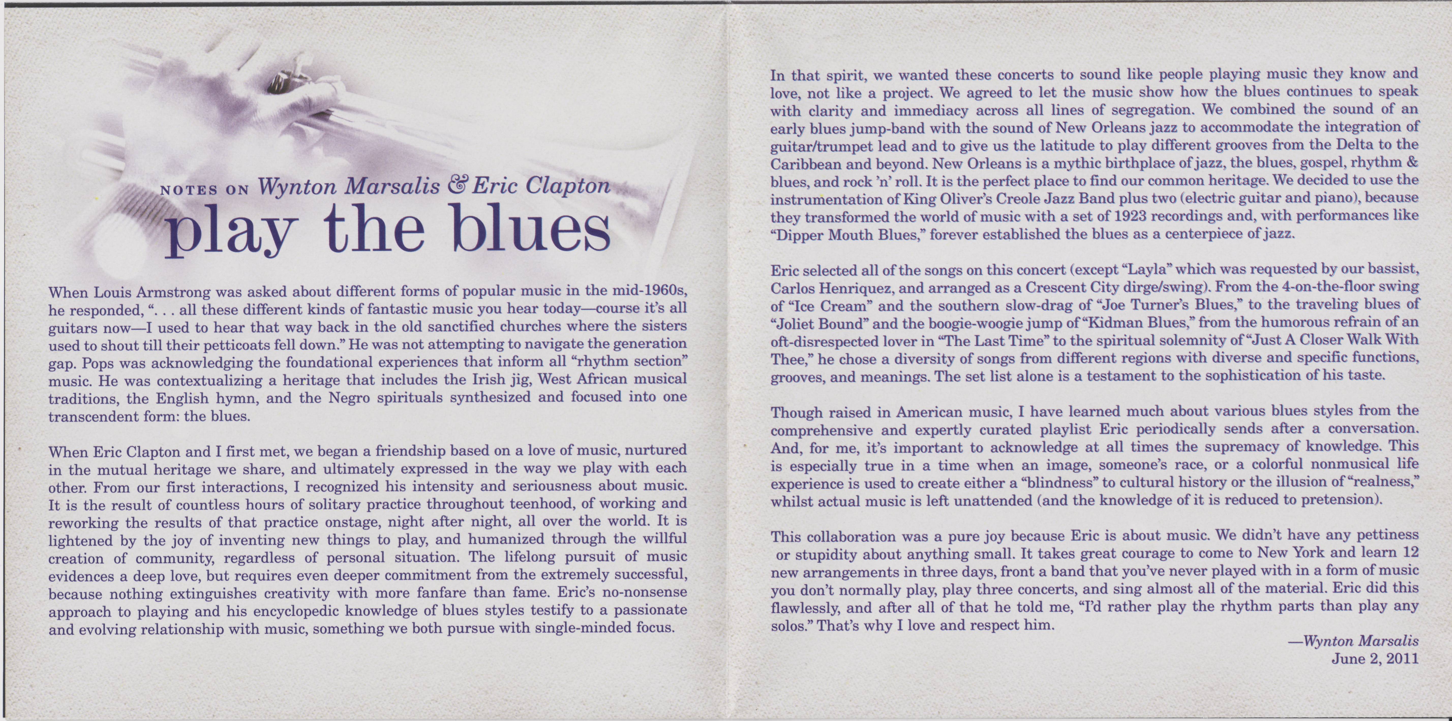 Eric Clapton Play The Blues Live From Jazz At Lincoln Center : Booklet 2